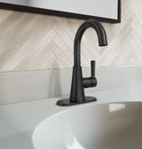 Moen Mikah Single Handle Bathroom Faucet, Matte Black image 4