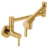 Moen Modern Single Handle Swing Arm Wall Mount Pot Filler Kitchen Faucet, Brushed Gold