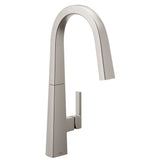 Moen Nio U Single Handle High Arc Smart Pull Down Spot-Resist Sprayer Kitchen Faucet with Power Clean, Stainless Steel