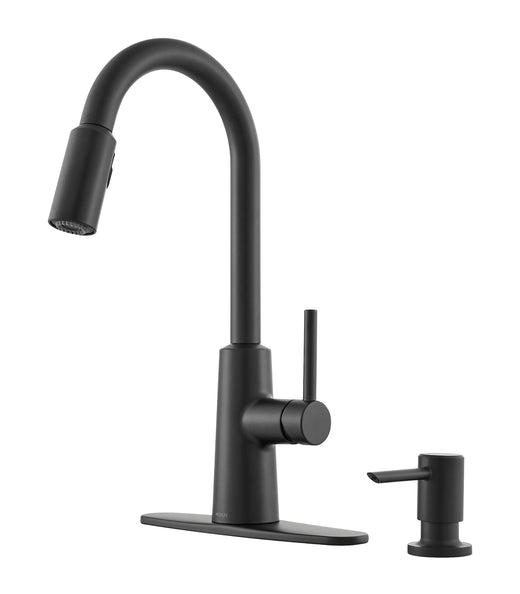 Moen Nori Single Handle Pulldown Kitchen Faucet with Soap Dispenser, Matte Black