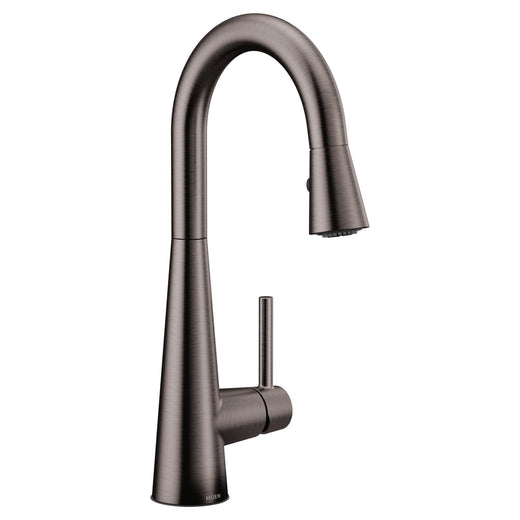 Moen Sleek Single Handle High Arc Pull Down Kitchen Faucet, Black Stainless Steel