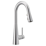 Moen Sleek Single Handle High Arc Pull Down Sprayer Kitchen Faucet with Power Boost, Chrome