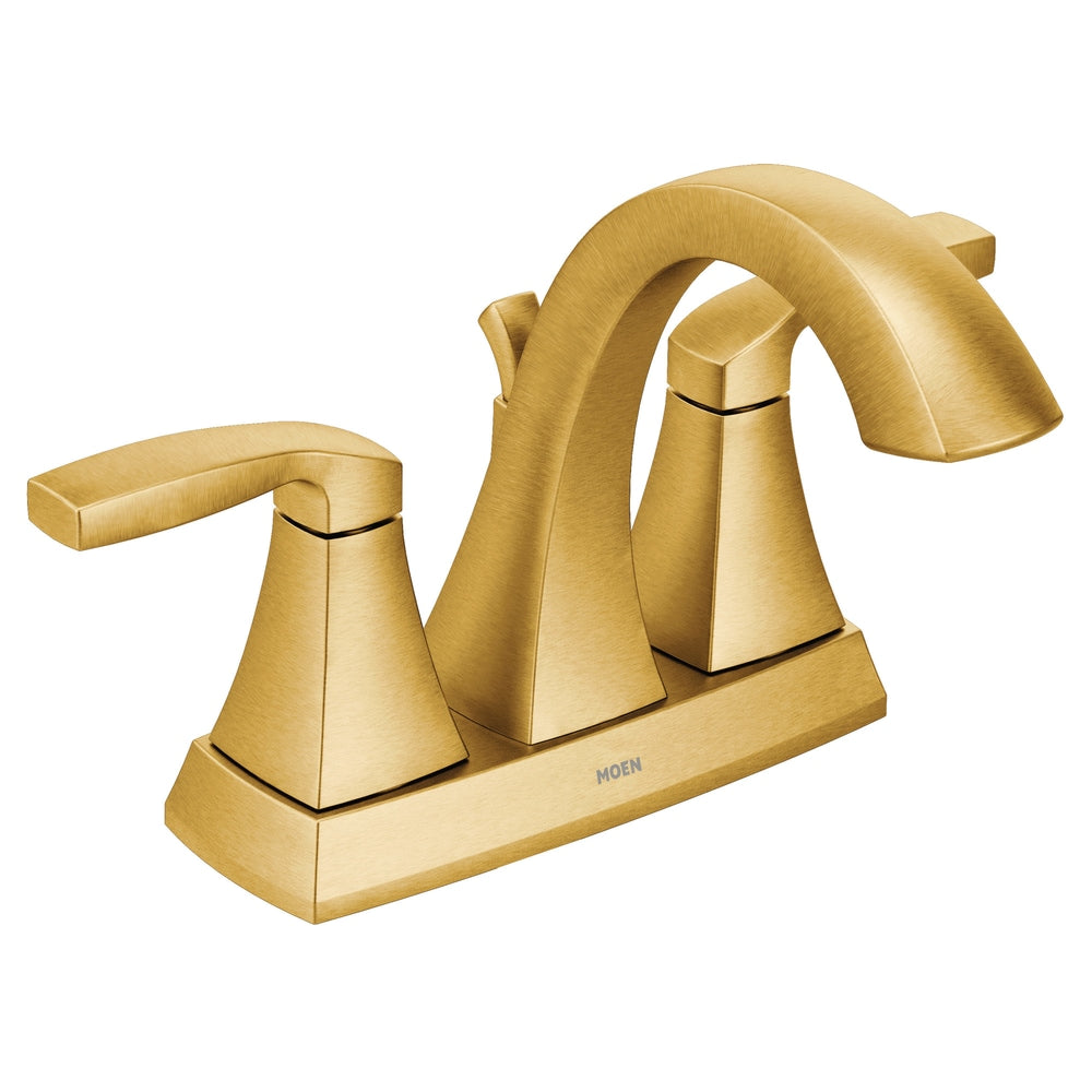 Moen Voss Double Handle 4-in Centerset Bathroom Sink Faucet, WaterSense Certified, Brushed Gold
