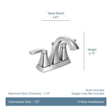 Moen Voss Double Handle 4-in Centerset Bathroom Sink Faucet, WaterSense Certified, Brushed Gold image 2