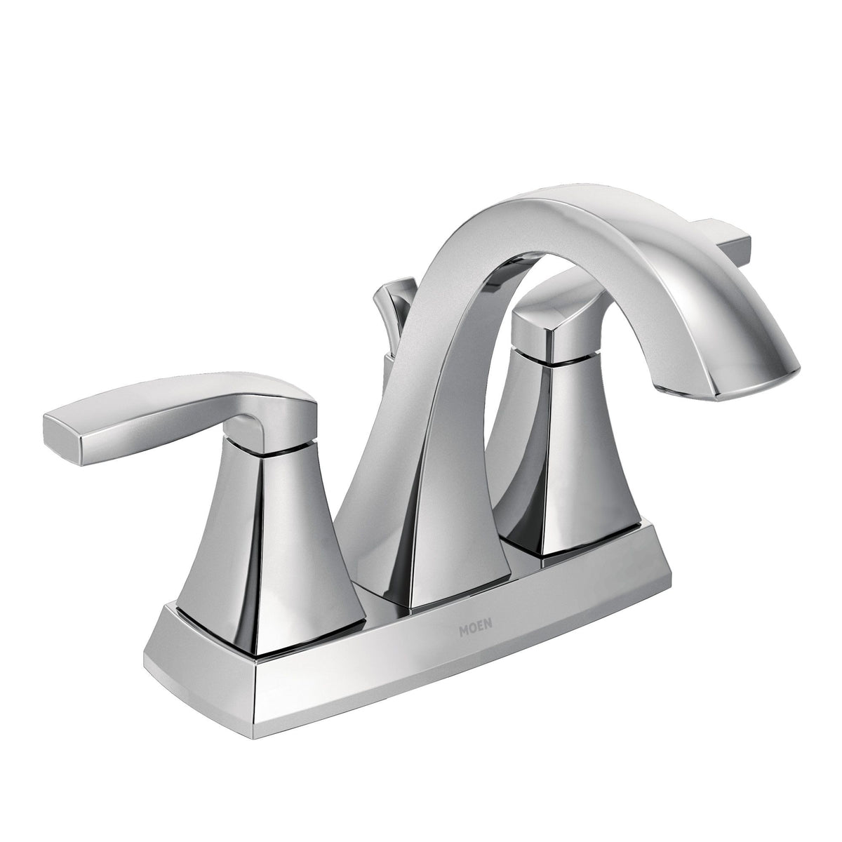 Moen Voss Double Handle High Arc 4-in Centerset Bathroom Sink Faucet, Chrome