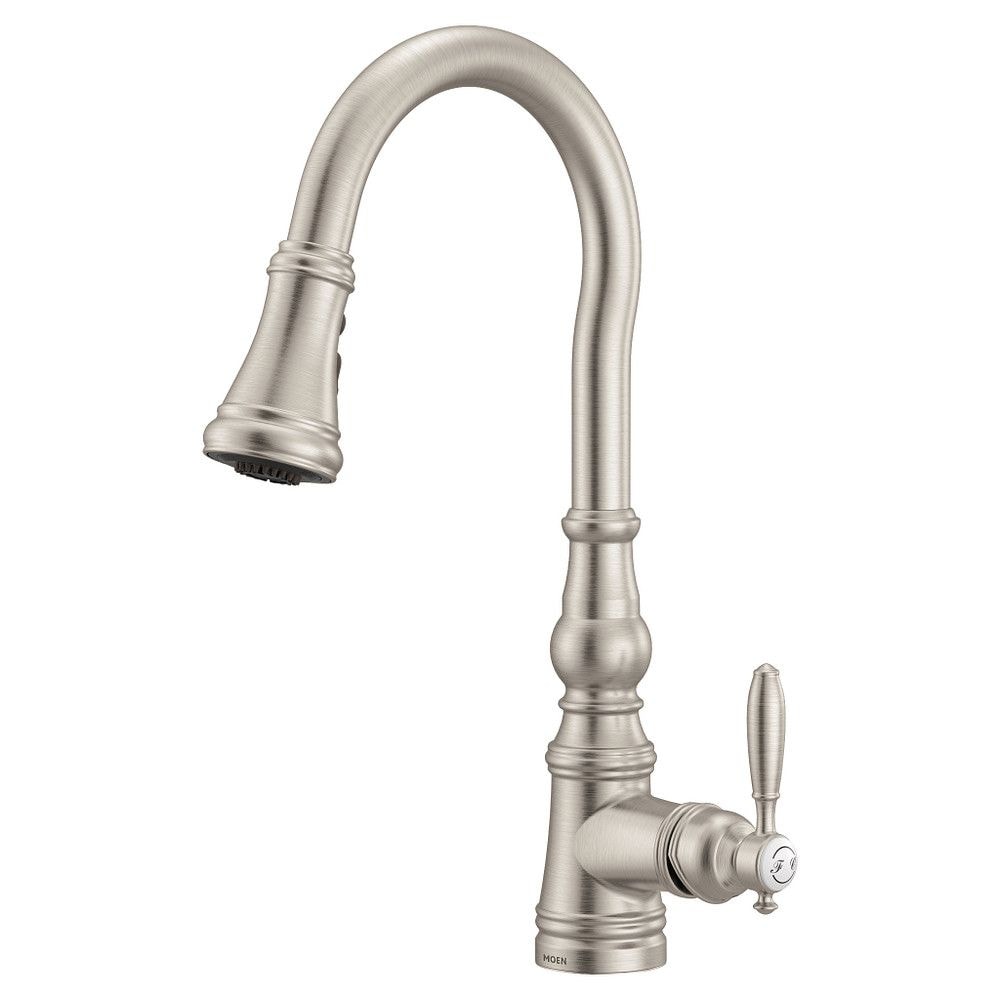 Moen Weymouth Single Handle High Arc Pull Down Spot-Resist Sprayer Kitchen Faucet with Power Boost, Stainless Steel