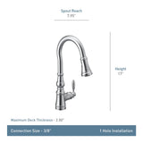 Moen Weymouth Single Handle High Arc Pull Down Sprayer Kitchen Faucet with Power Boost, Brushed Gold image 3