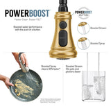Moen Weymouth Single Handle High Arc Pull Down Sprayer Kitchen Faucet with Power Boost, Brushed Gold image 4