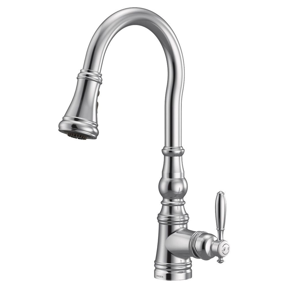 Moen Weymouth Single Handle High Arc Pull Down Sprayer Kitchen Faucet with Power Clean, Chrome