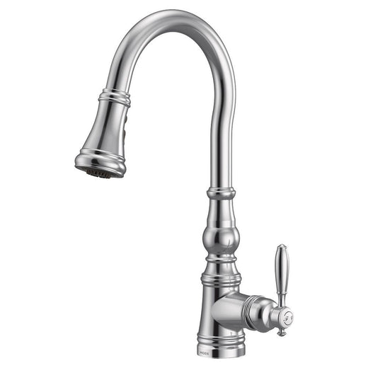 Moen Weymouth Single Handle High Arc Pull Down Sprayer Kitchen Faucet with Power Clean, Chrome
