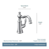 Moen Weymouth Single Handle Single Hole Bathroom Sink Faucet, WaterSense Certified, Brushed Gold image 2