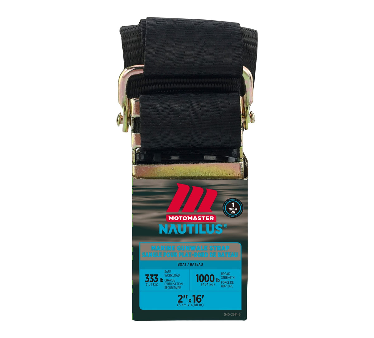 MotoMaster 1,000-lb Marine Gunwale Strap, Fully Adjustable, 2-in x 16-ft