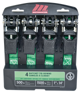 MotoMaster 1,500-lb Padded Ratchet Tie Down Straps, 1-in x 14-ft, 4-pk image 4