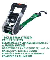 MotoMaster 1,500-lb Ratchet Tie Down, with Padded D-Handle, 1-in x 14-ft, 4-pk, Green image 5