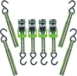 MotoMaster 1,500-lb Reflective Ratchet Tie Down Strap, with Padded D-Handle, 1-in x 12-ft, 4-pk, Green