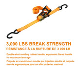 MotoMaster 3,000-lb Heavy-Duty Sliding Ratchet Tie Down Straps, 1.25-in x 8-ft, 2-pk image 3