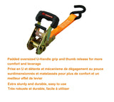 MotoMaster 3,000-lb Ratchet Tie Down Straps, with Power Grip Padded Handles, 1-in x 10-ft, 4-pk image 3