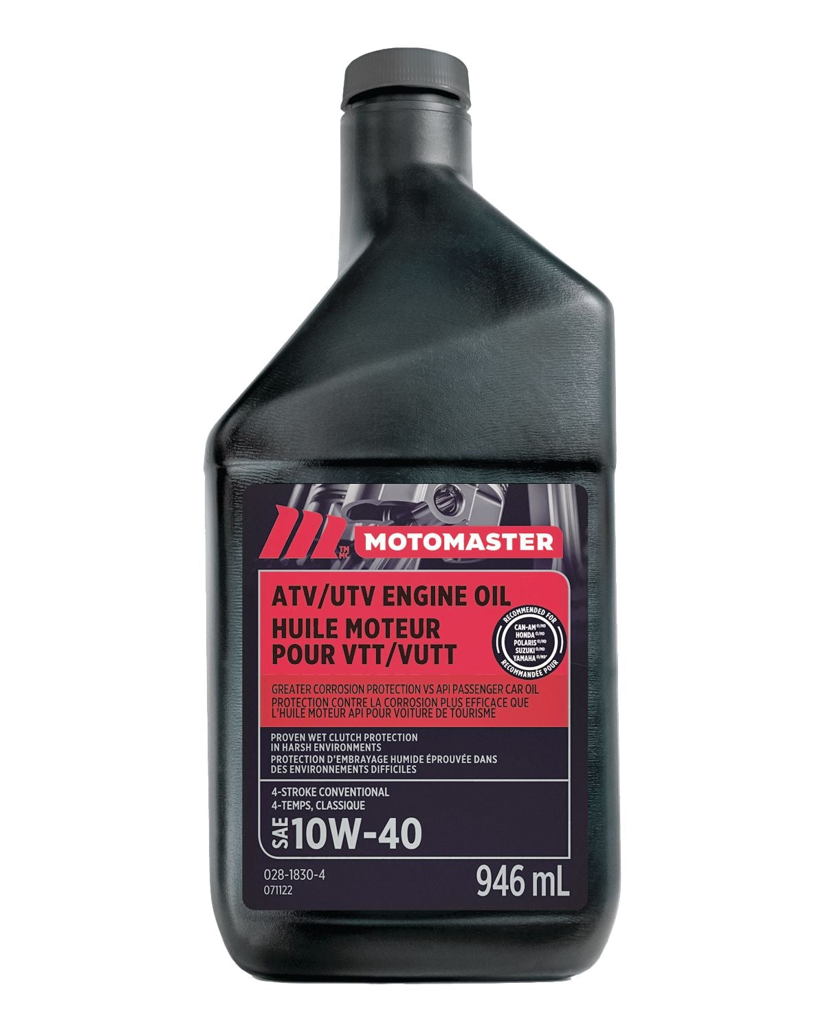 MotoMaster 4-Stroke Premium ATV/UTV Engine Oil 10W40, 946-mL