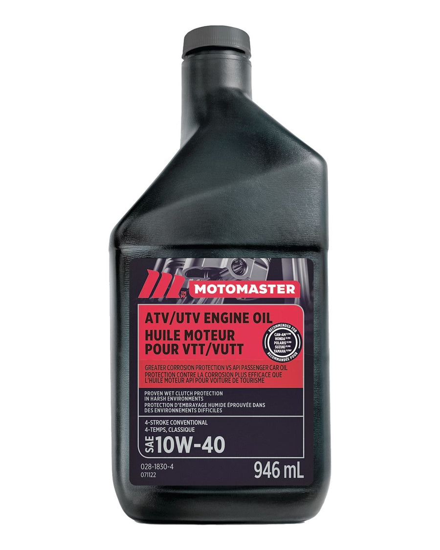 MotoMaster 4-Stroke Premium ATV/UTV Engine Oil 10W40, 946-mL