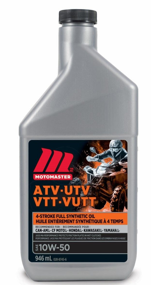 MotoMaster 4-Stroke Synthetic ATV/UTV Engine Oil 10W50, 946-mL