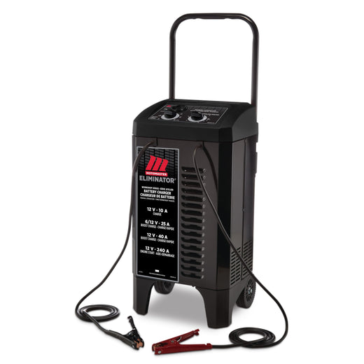 MotoMaster Eliminator Workshop Series Wheeled Battery Charger, Manually-Operated, 40/25/10-Amp, 6 & 12V, with 240-Amp Engine Start