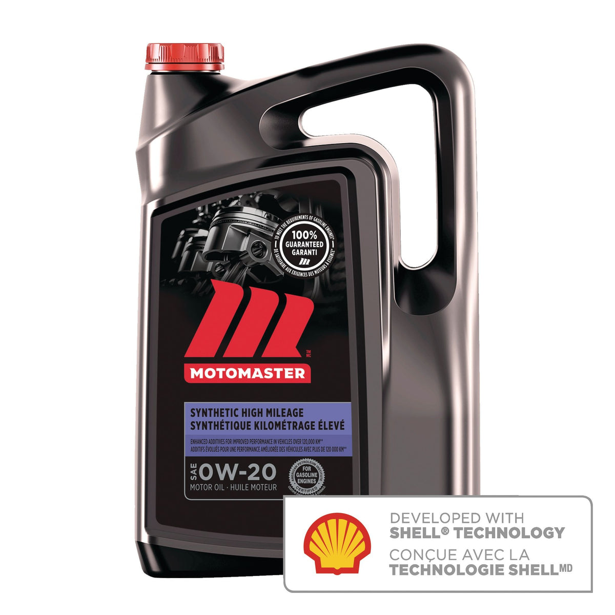MotoMaster High Mileage 0W20 Synthetic Engine/Motor Oil, 5-L