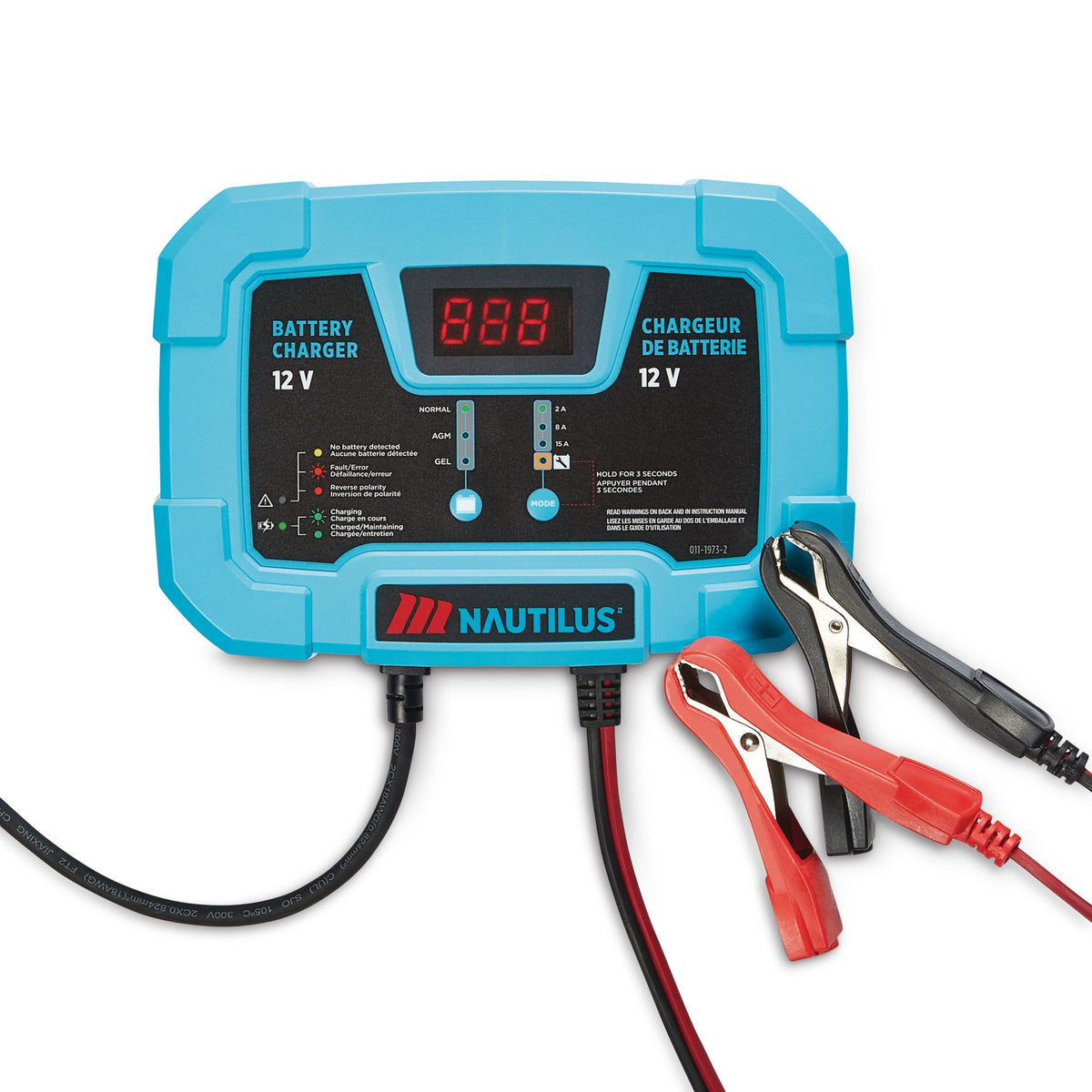 MotoMaster Nautilus Smart Battery Charger/Maintainer, 15/8/2-Amp, 12V