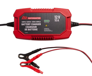 MotoMaster Simple Series Smart Battery Charger/Maintainer, Fully Automatic, 10-Amp, 12V