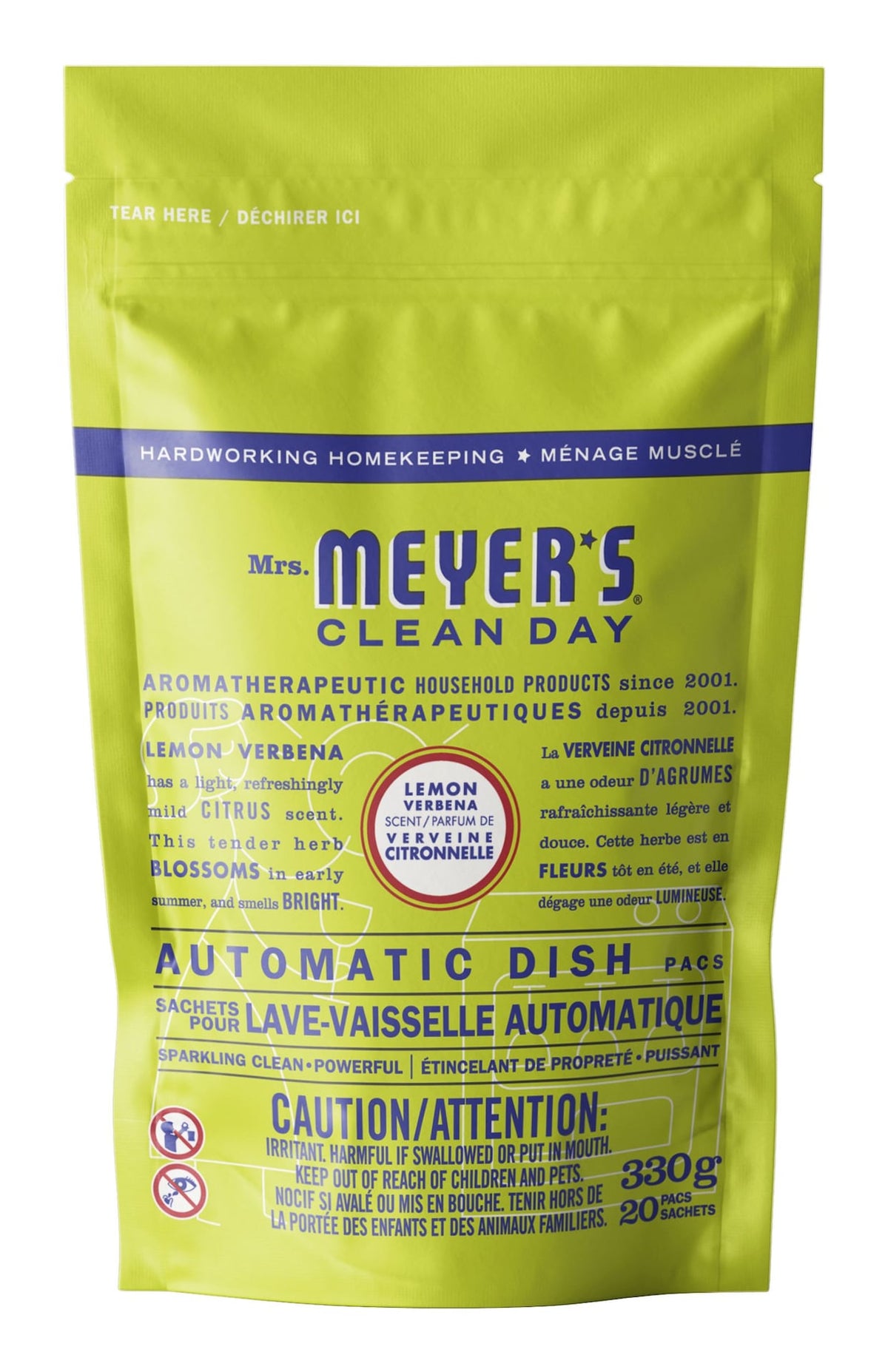 Mrs. Meyers Automatic Dishwasher Detergent Tabs, Lemon Verbena Scent, 20-pk