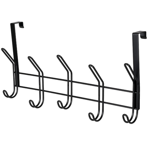 Neatfreak 19" Over The Door Double Metal 5 Hook, Black