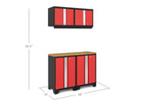 NewAge Bold 3.0 Series All-in-One Lockable Steel Garage Cabinetry Set with Bamboo Top, Black/Red, 48-in x 18-in x 76.75-in, 5-pc image 2