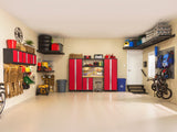 NewAge Bold 3.0 Series All-in-One Lockable Steel Garage Cabinetry Set with Bamboo Top, Black/Red, 48-in x 18-in x 76.75-in, 5-pc image 3