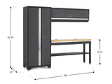 NewAge Bold 3.0 Series All-in-One Lockable Steel Garage Cabinetry Set with Bamboo Top, Grey, 90-in x 18-in x 72-in, 4-pc image 2