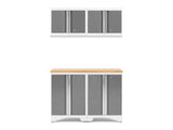 NewAge Bold 3.0 Series All-in-One Lockable Steel Garage Cabinetry Set with Bamboo Top, White/Platinum, 48-in x 18-in x 76.75-in, 5-pc