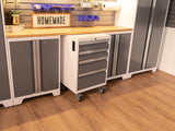 NewAge Bold 3.0 Series All-in-One Lockable Steel Garage Cabinetry Set with Bamboo Top, White/Platinum, 48-in x 18-in x 76.75-in, 5-pc image 4