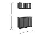 NewAge Bold 3.0 Series All-in-One Lockable Steel Garage Cabinetry Set with Stainless Steel Top, Black/Grey, 48-in x 18-in x 76.75-in, 5-pc image 2