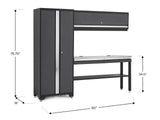 NewAge Bold 3.0 Series All-in-One Lockable Steel Garage Cabinetry Set with Stainless Steel Top, Grey, 90-in x 18-in x 72-in, 4-pc image 2