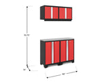 NewAge Bold 3.0 Series All-in-One Lockable Steel Garage Cabinetry Set with Stainless Steel Top, Black/Red, 48-in x 18-in x 76.75-in, 5-pc image 2