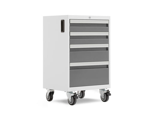 NewAge Bold 3.0 Series Lockable 4-Drawer Rolling Tool Cabinet, Fully-Welded, 600-lb Capacity, White/Platinum, 21-in
