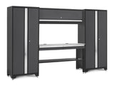 NewAge Bold 3.0 Series Lockable Steel Garage Cabinetry Set with Stainless Steel Top, Grey, 120-in x 18-in x 72-in, 5-pc