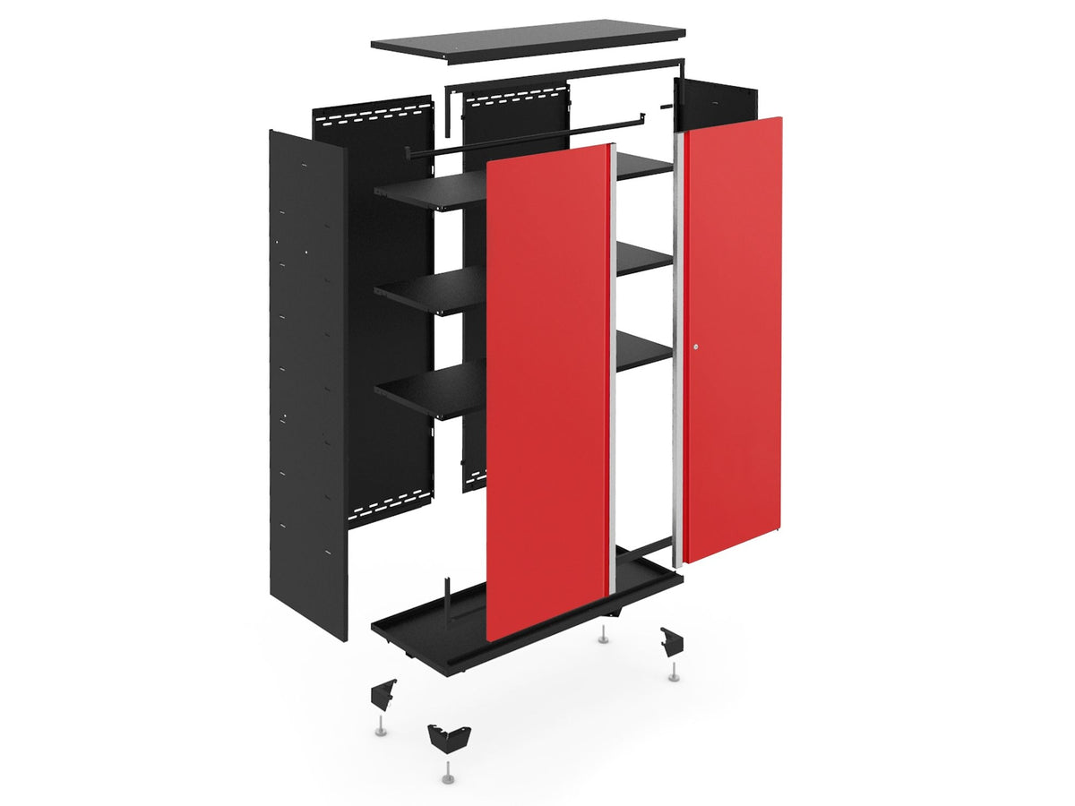 NewAge Bold Series 24-Gauge Steel RTA Storage Locker with 3 Shelves, Black/Red, 30-in