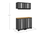 NewAge Bold Series Lockable 24-Gauge Steel Garage Cabinetry Set with Bamboo Top, Black/Grey, 48-in x 18-in x 76.75-in, 5-pc image 2