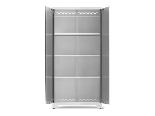 NewAge Bold Series Lockable 24-Gauge Steel RTA Storage Locker with 3 Shelves, Platinum/White, 36-in