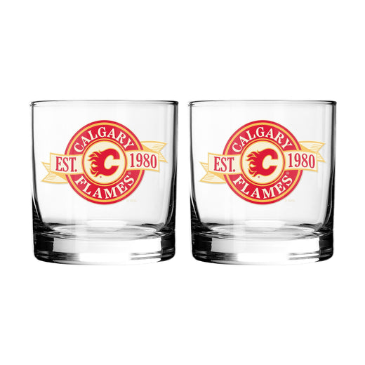 NHL Calgary Flames Hockey Rocks Glass, 2-pk