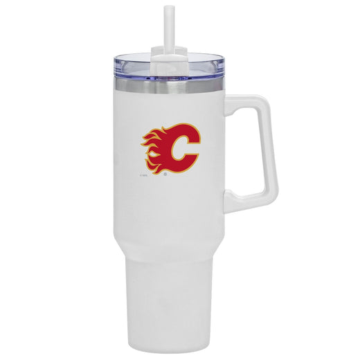 NHL Calgary Flames Travel Mug with Straw and Handle, 40-oz