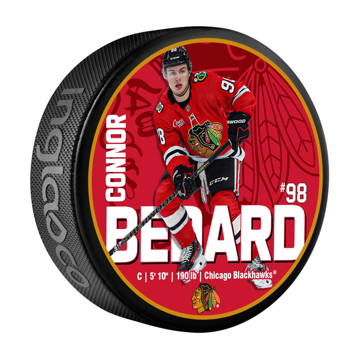 NHL Chicago Blackhawks Connor Bedard Hockey Puck, 6-oz