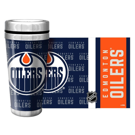 NHL Edmonton Oilers Full Wrap Wallpaper Travel Mug, 14-oz