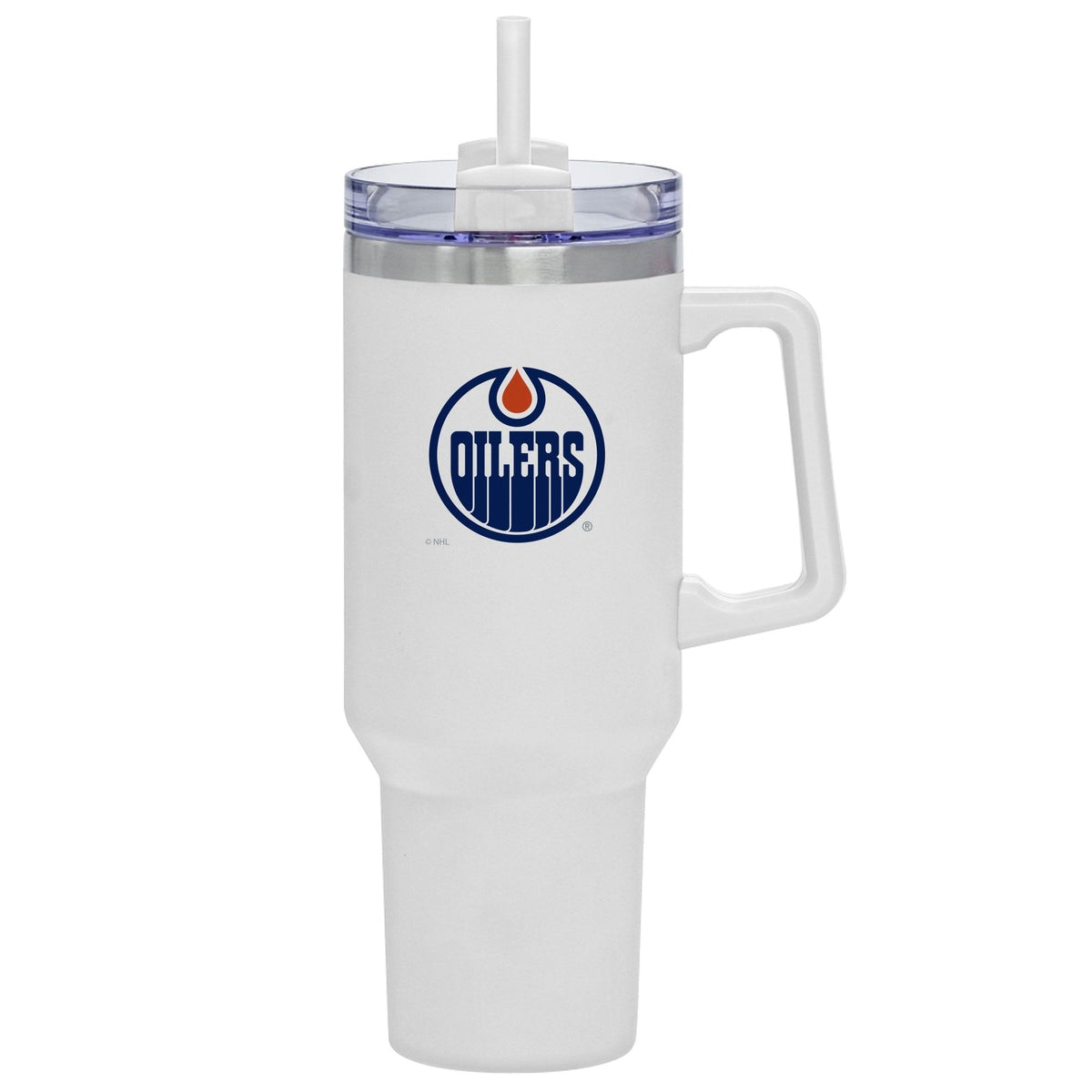 NHL Edmonton Oilers Travel Mug with Straw and Handle, 40-oz