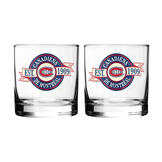 NHL Montreal Canadiens Hockey Rocks Glass, 2-pk