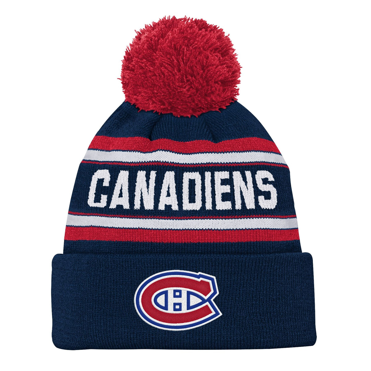 NHL Montreal Canadiens Jacquard Cuffed Knit Pom Toque, Youth